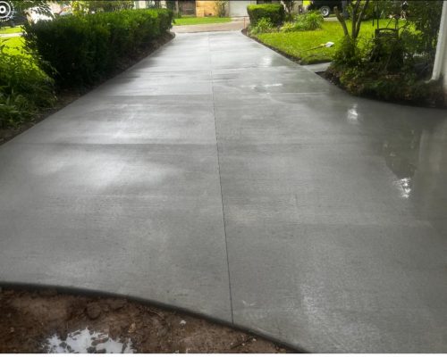 a concrete driveway just finished